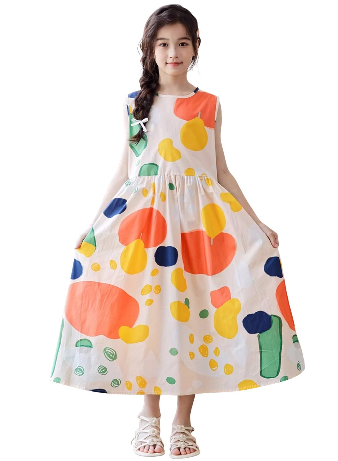 

Beveaya Summer Sleeveless Long Hawaiian Perfect for Everyday Beach Size 140 Children s Dress, Girls Dress, Style, Colorful, Cute, Wear, Travel,