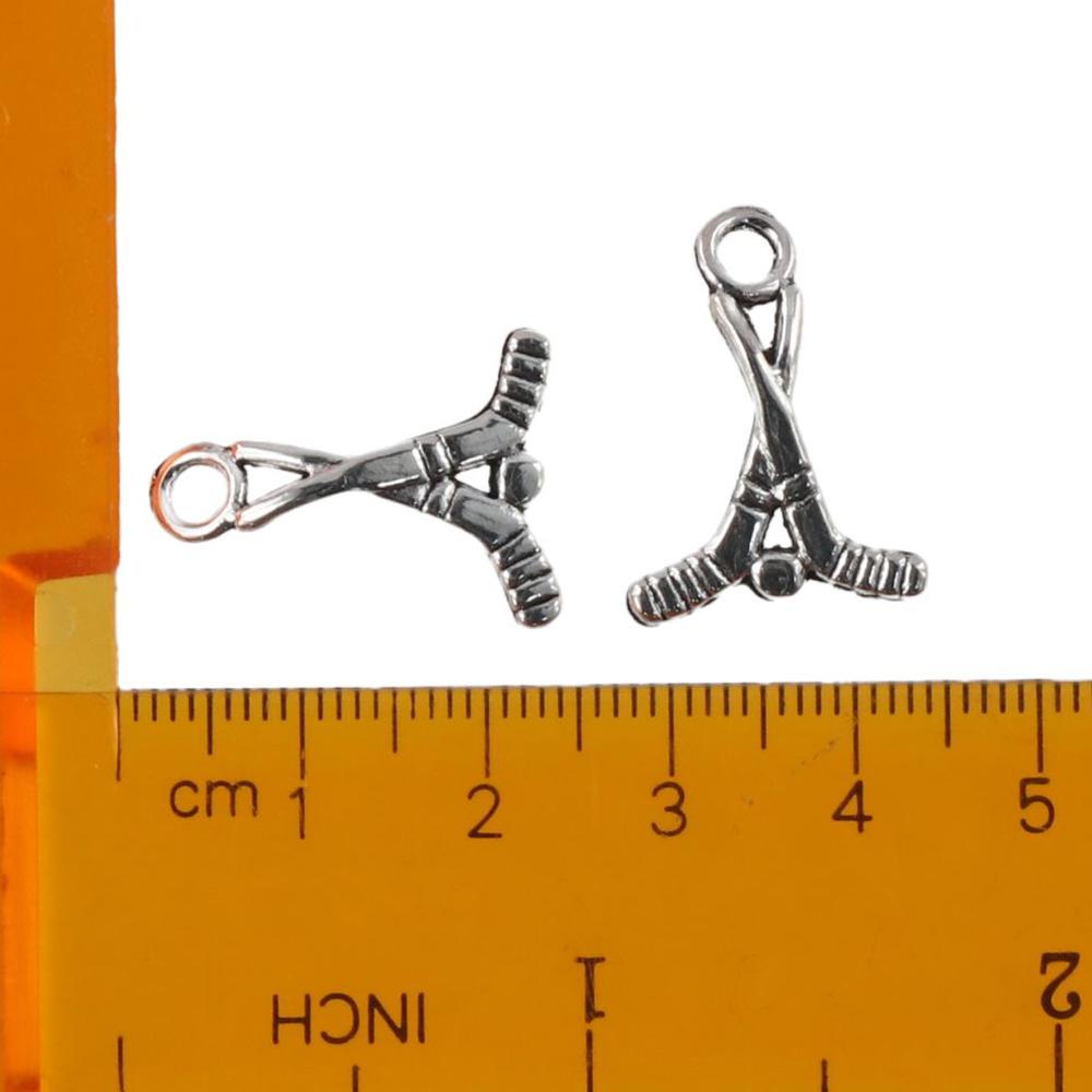 100pcs Bracelet Alloy Ball Ice Hockey Silver Sports Hockey Stick Jewelry Making
