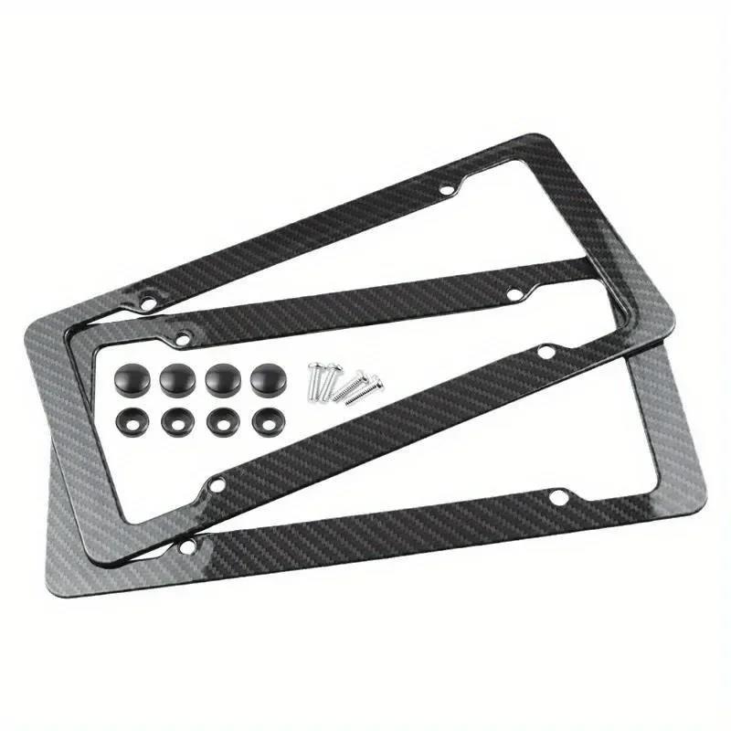 2/1Set Universal Carbon Pattern Plastic License Plate Frame Bracket With Standard Mount Screw Kits Auto Plate Decor Parts License Plate Covers Frames