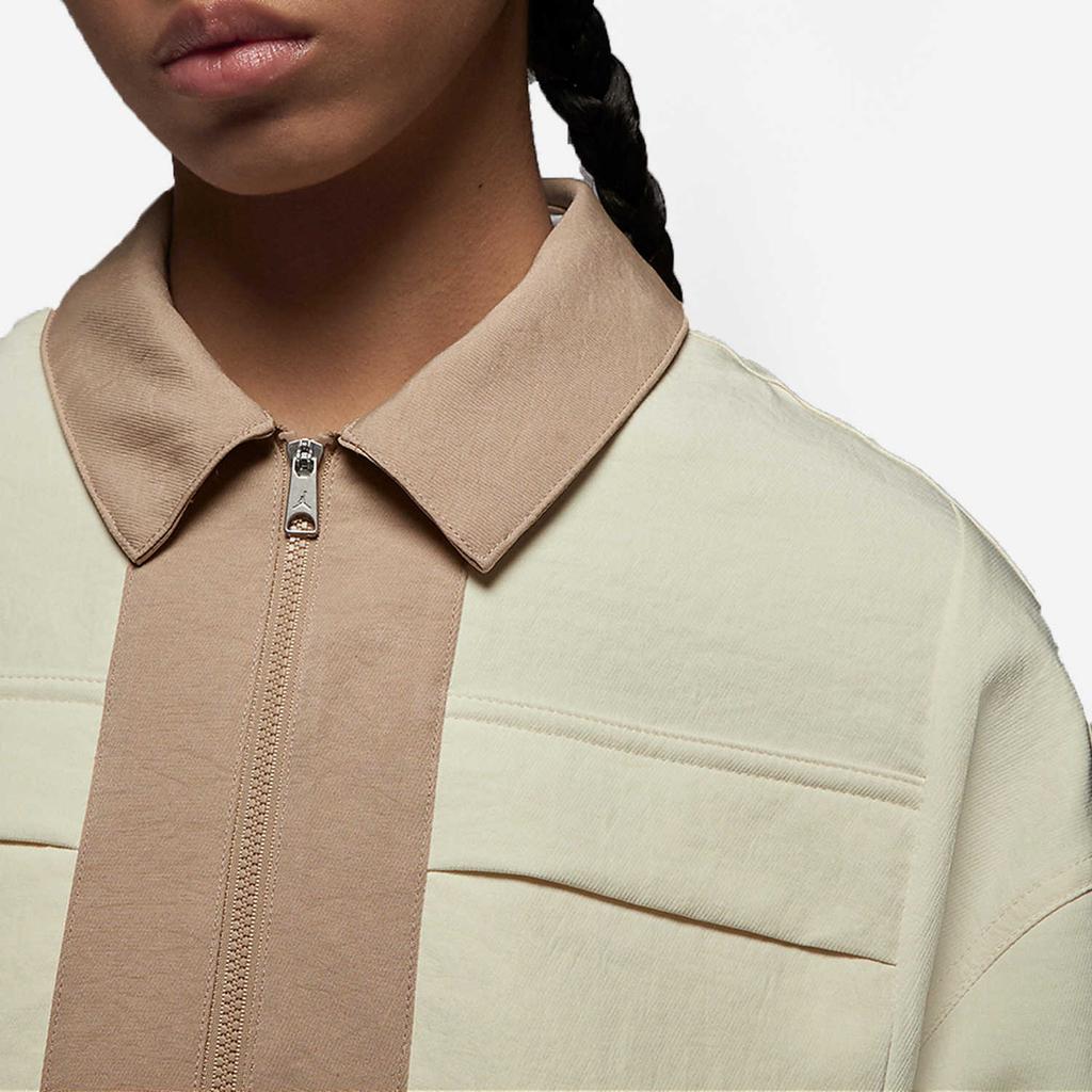 Jordan Solid Color Zip Pocket Polo Long Sleeve Jacket Women jackets Coconut Dessert DX0505-113