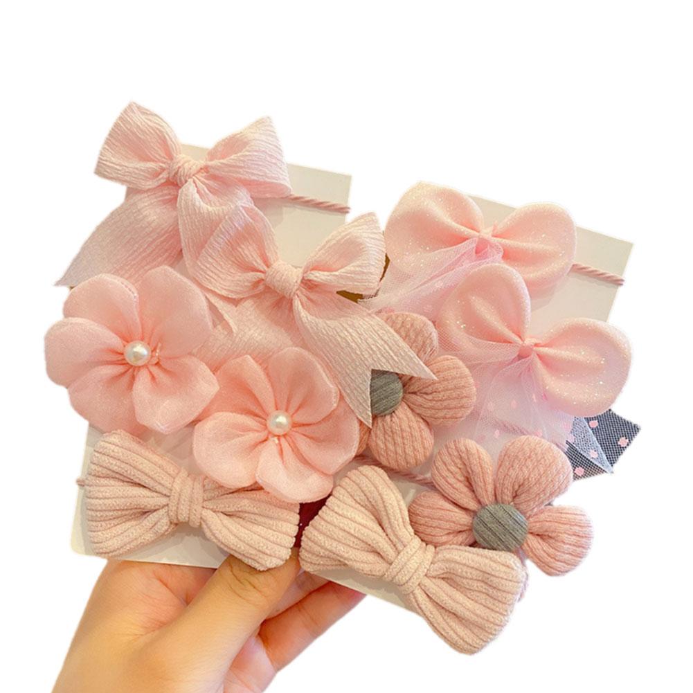 10pcs/set Flower Bowknot Elastics Hair Ties For Girl Bands Hair Children DIY Accessories Bands J9J2