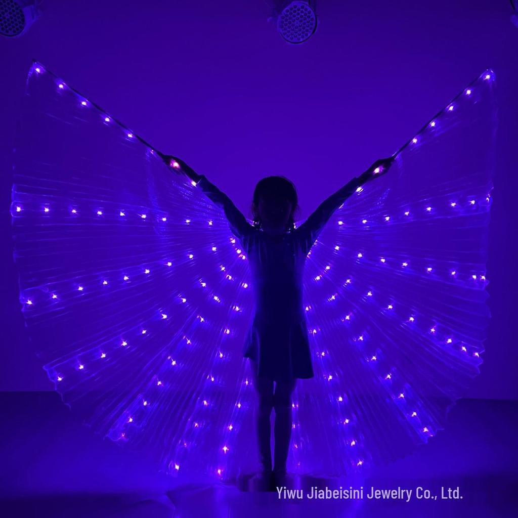 LED Leuchtendes Kinder Bauchtanzkostüm mit bunten leuchtenden Flügeln