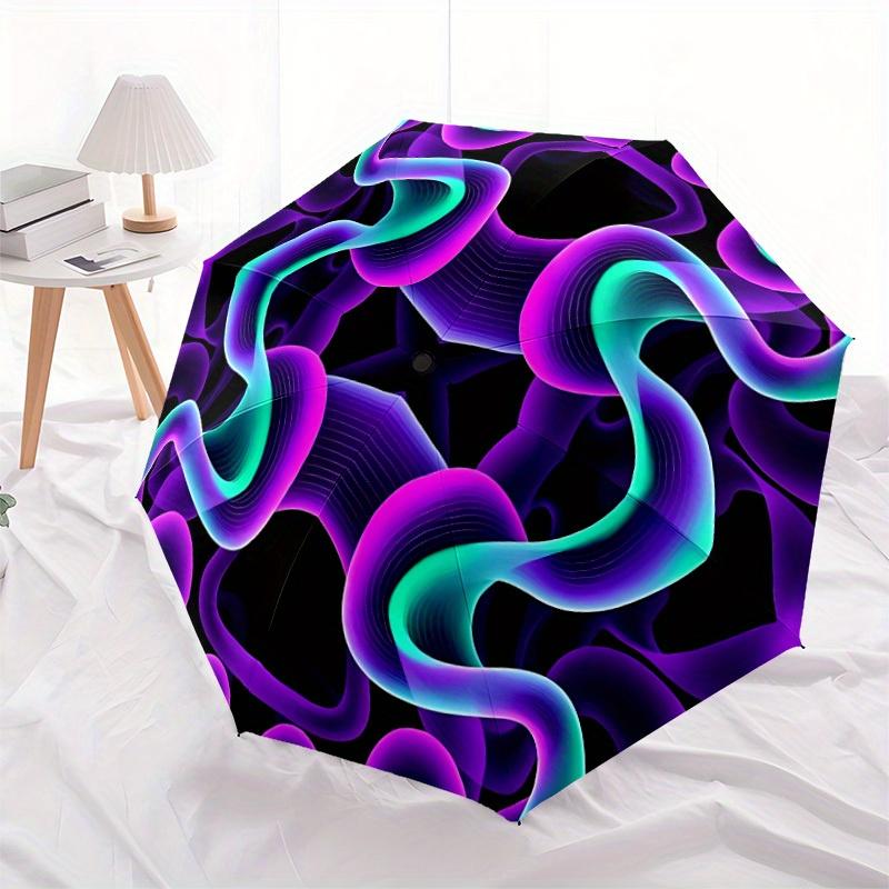 1pc Abstract Art Print Automatic Folding Umbrella, Portable & Foldable Design with 8 Ribs, Casual Outdoor Accessory Halloween and Christmas