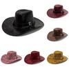 Retro Cowboyhut für Männer Frauen PU-Leder Sonnenschutz für Outdoor-Camping-Aktivitäten