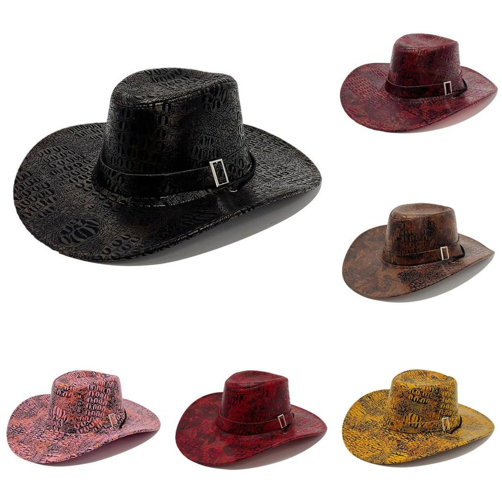 Retro Cowboyhut für Männer Frauen PU-Leder Sonnenschutz für Outdoor-Camping-Aktivitäten