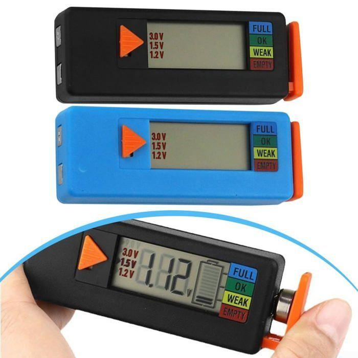 Testeur de batterie numérique - AIMOONSA - Format de poche - Gamme 1,5–9 V - Écran LCD - Noir