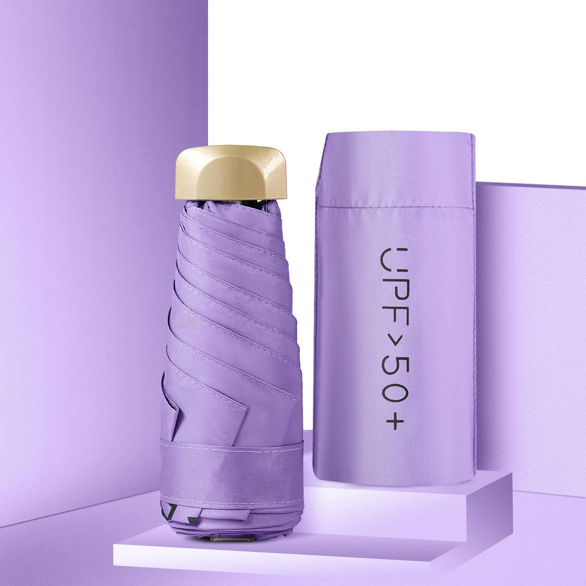 

Mini Sunumbrella pocket Umbrella Vinyl folding UV protection sunshade pocket umbrella Capsule umbrella zwq IRON&6K лиловый