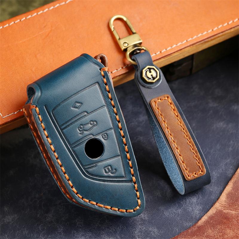4 Buttons Leather Car Rmote Key Case Cover for BMW X1 X3 X4 X5 F15 X6 F16 G30 7 Series G11 F48 F39 520 525 F30 118i 218i 320i