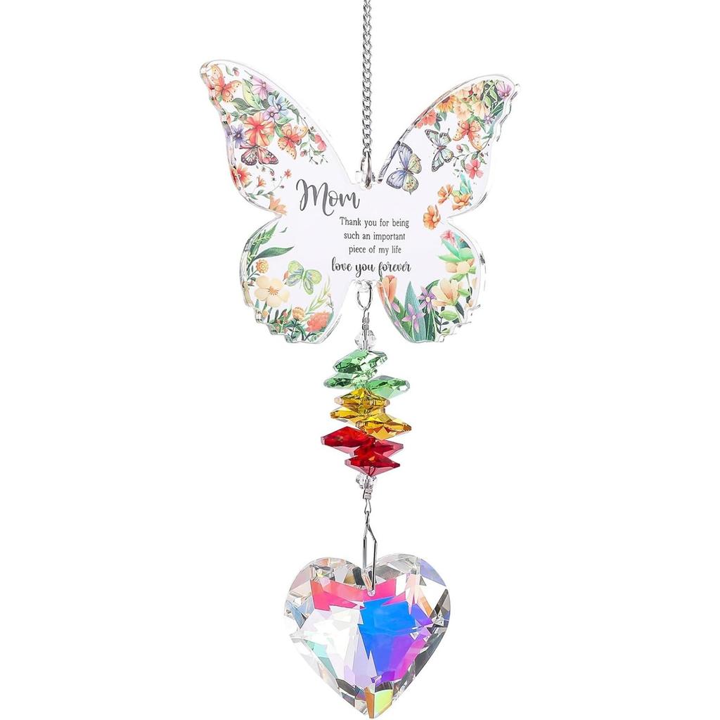 Kryształowy łapacz słońca motyl prezenty dla mamy, prezenty urodzinowe dla siostry, prezenty dla mamy od córki syna dla mamy Dzień Matki Święto Dziękczynienia wisząca ozdoba