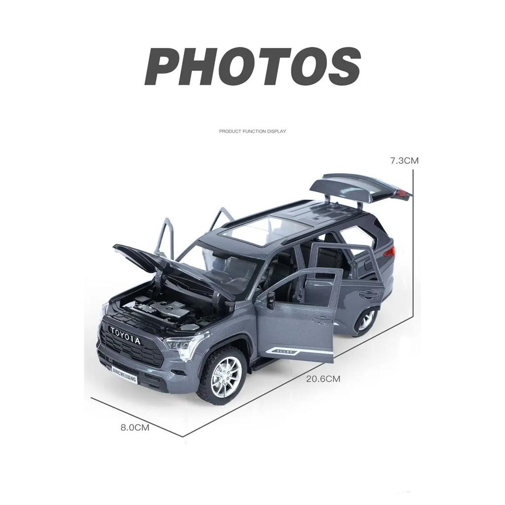 1/24 Toyota Sequoia SUV Simulation Alloy Car Model Diecast Metal Off-Road Vehicles Car Model Sound and Light Boys Toy for Children Gift