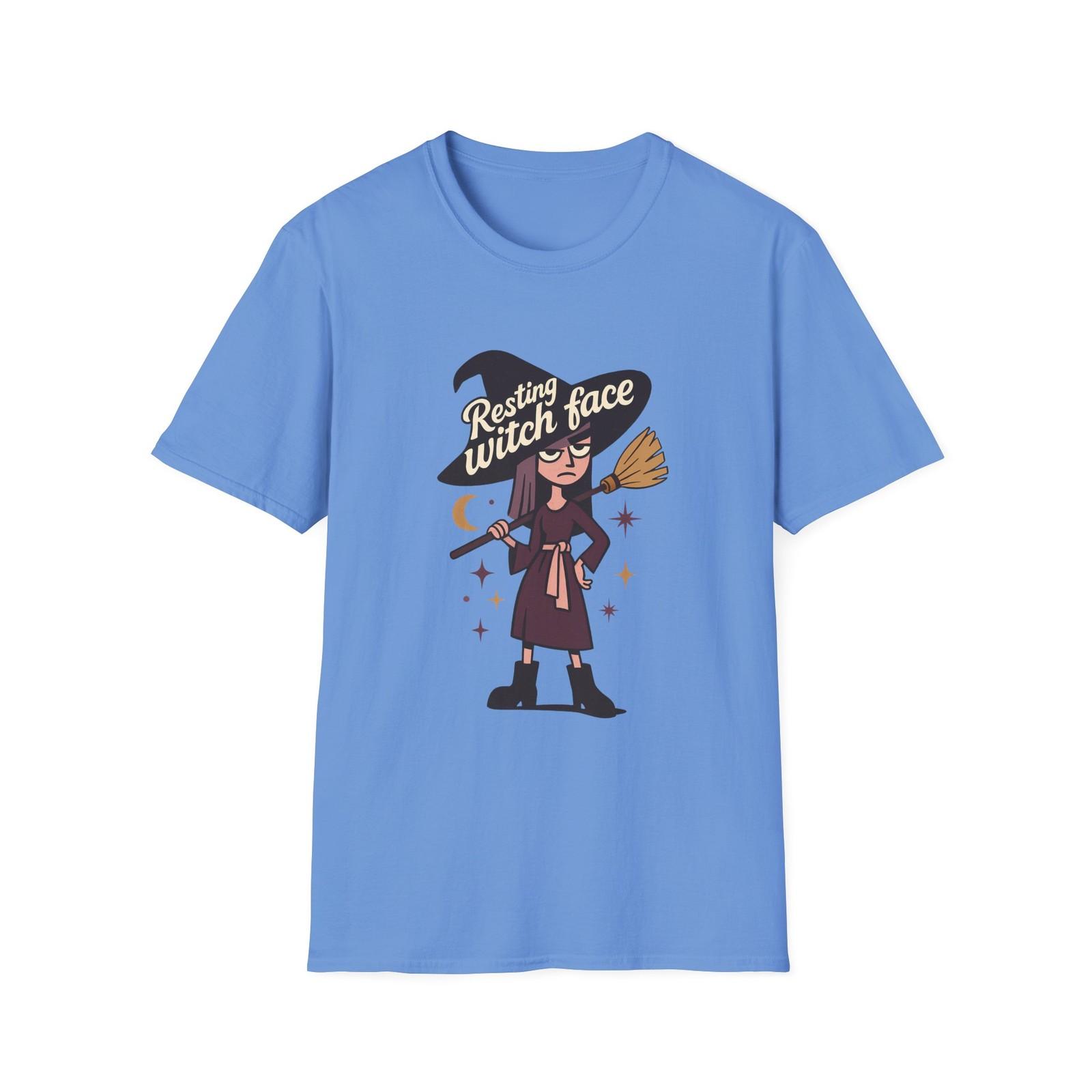 Unisex Softstyle T-Shirt Mens Womens Tees Top Cartoon Witch Deadpan Stare Funny Fall Halloween S
