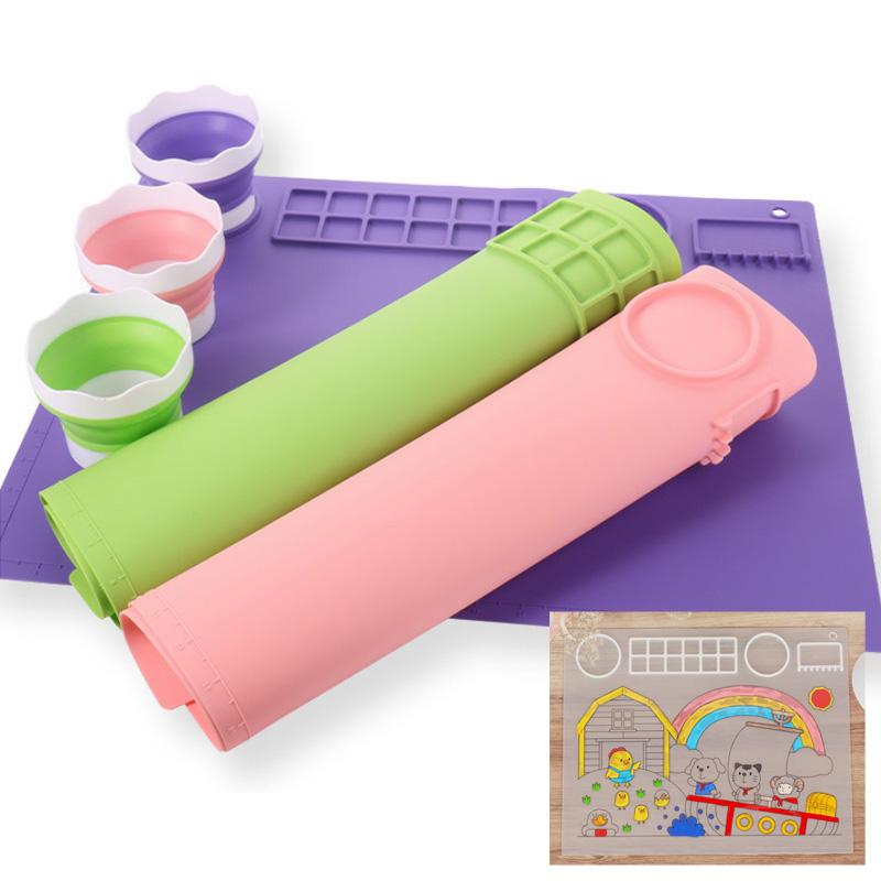 1 stk Vaskbar Silikon Håndverk Graffiti Malematte Barnas DIY Silikon Maling Vaskbar Pigmentpalett Malepute