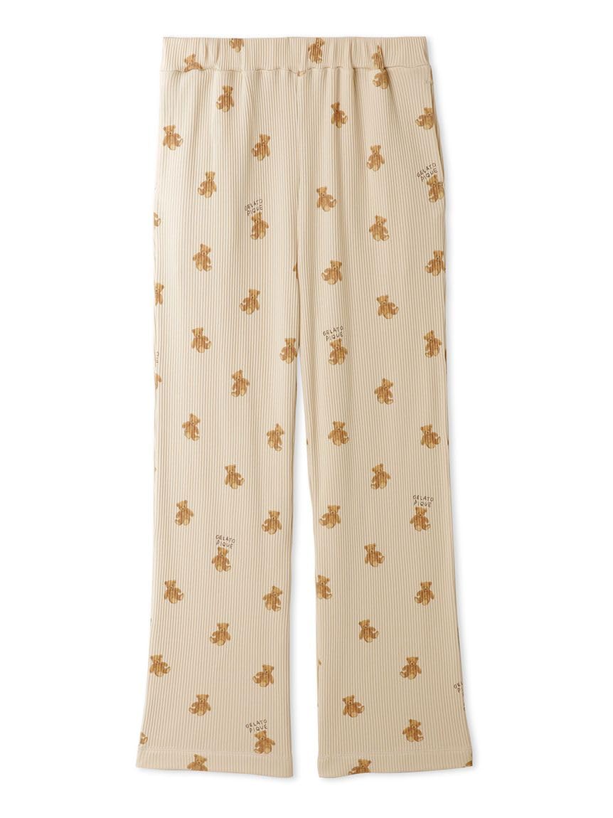 

Рифленые длинные брюки с принтом медведя [Gelato Pique]