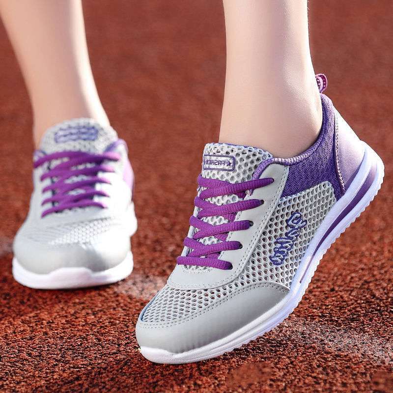 Sommer Hohlmaschen Atmungsaktive Lässige Sportschuhe für Damen Weiß Weiche Sohle Leichte Laufschuhe Einzelne Mesh-Schuhe