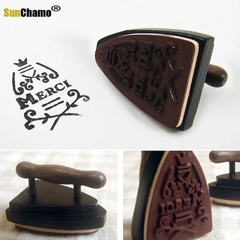 French Wood Stamp Thank You Iron Shape Stationery DIY Scrapbook Diary Decoration Rubber Stamps Handmade Craft, Novelty Ite