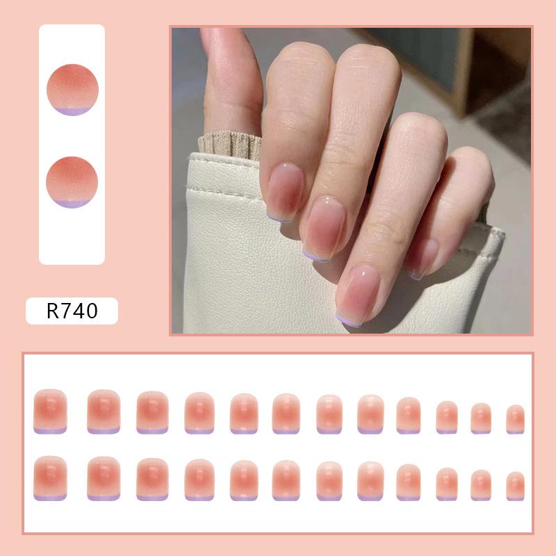 24 Pcs Love Sweet Girl Temperament Nail Art ins Minimalist Style White Fake Nails No Carving and Grinding Finished Products Wear Nail