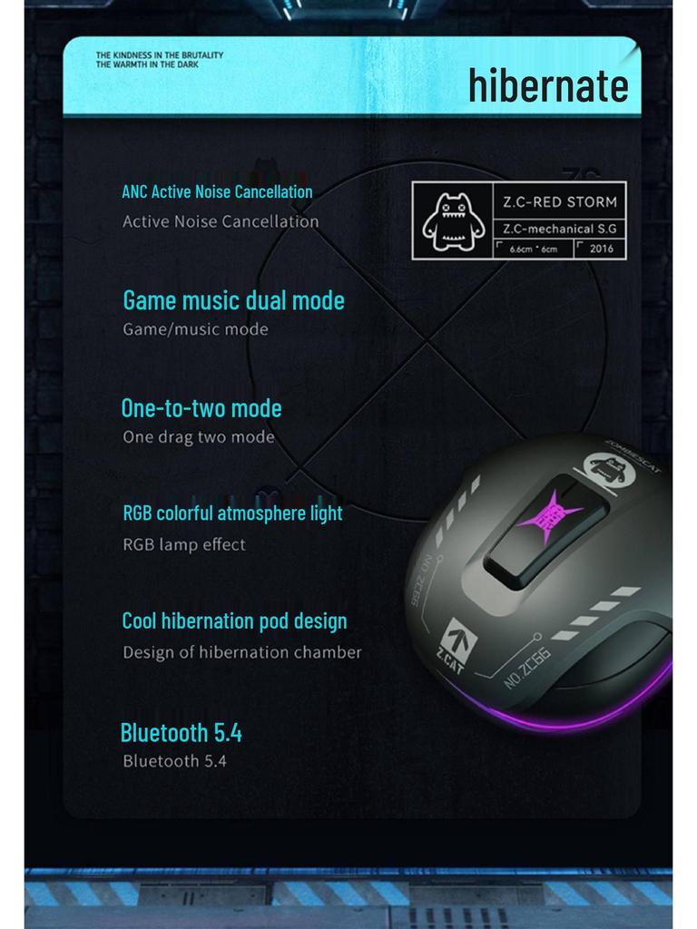 Devil Cat B5 Wireless Gaming Bluetooth Headphones: Low Latency, In-Ear, ANC, High Sound Quality.