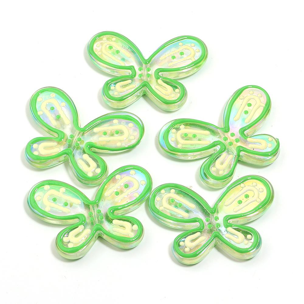 5pcs 46x32mm Butterfly Acrylic Beads Colorful Oil Dripping Loose Beads For Jewelry Making DIY Necklace Earrings Phone Key Chain