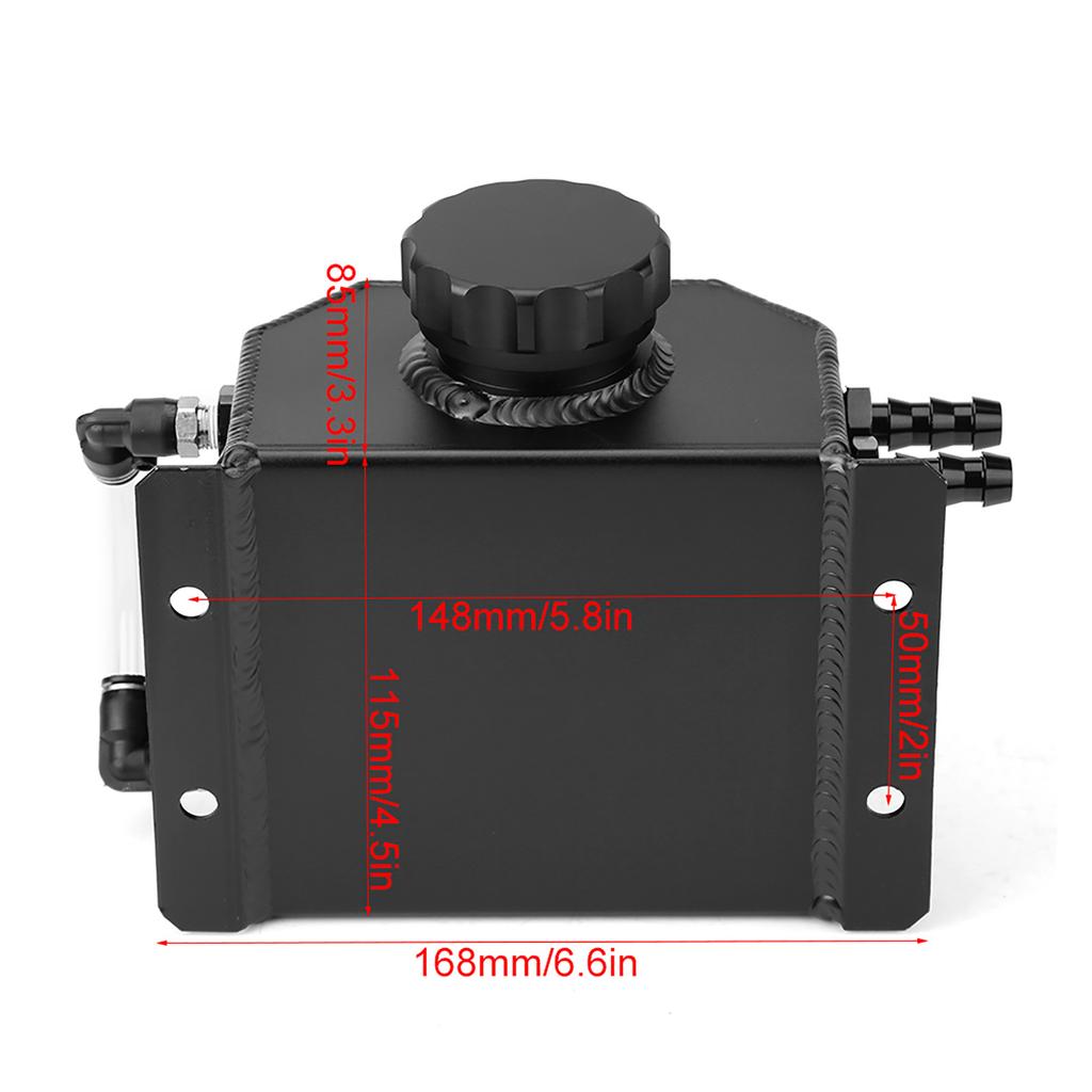 Aluminum Alloy Engine Oil Reservoir Oil Breathable Pot Exhaust Gas Catch Filter Tank Black