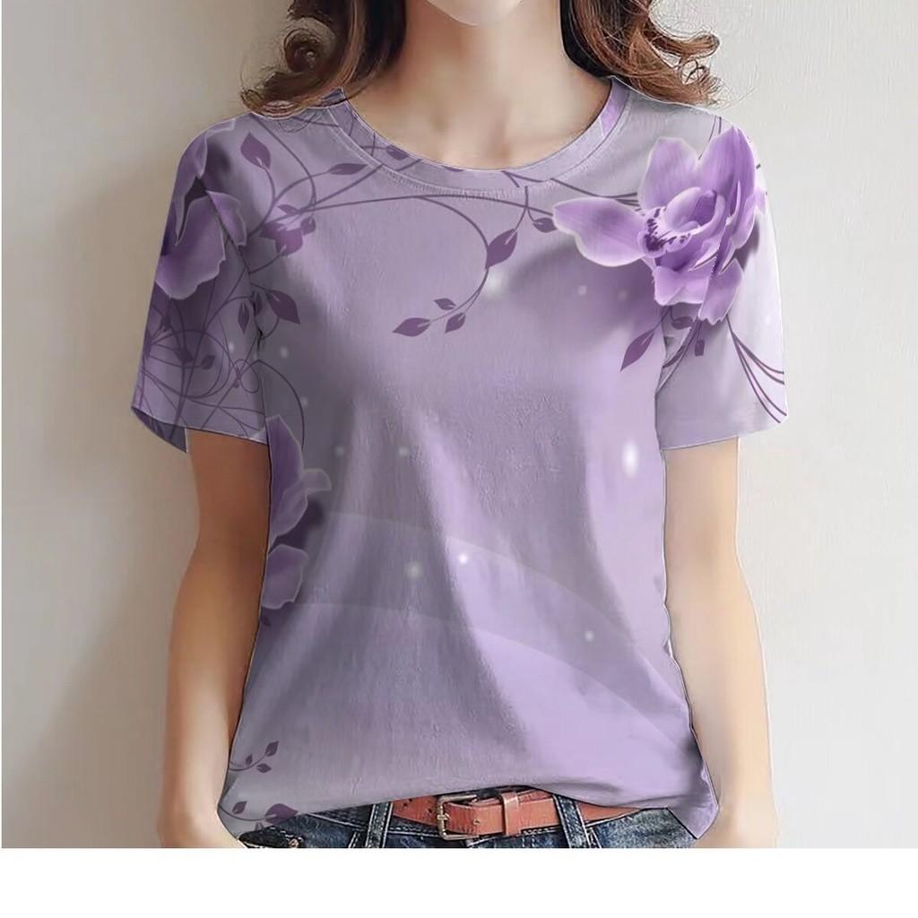 Summer Flower 3D Print T-shirts Women Streetwear Fashion Casual Short Sleeve T Shirt O-neck Tees Tops Clothing