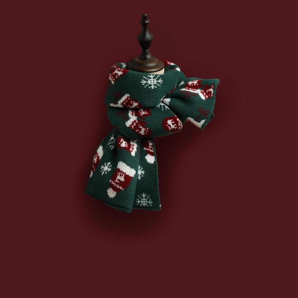 Warm Knitted Scarf Elk Christmas Shawl Cape Retro Scarves Women Girl