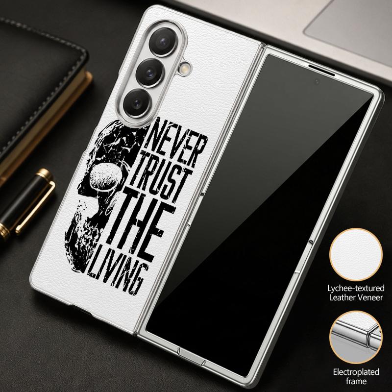 Punk Dark Aesthetic Skull Case For Samsung Z Flip 8 7 6 5 Luxury Plating Leather Skin Folding Phone Cover For Galaxy Z Flip8 Flip7 Flip6
