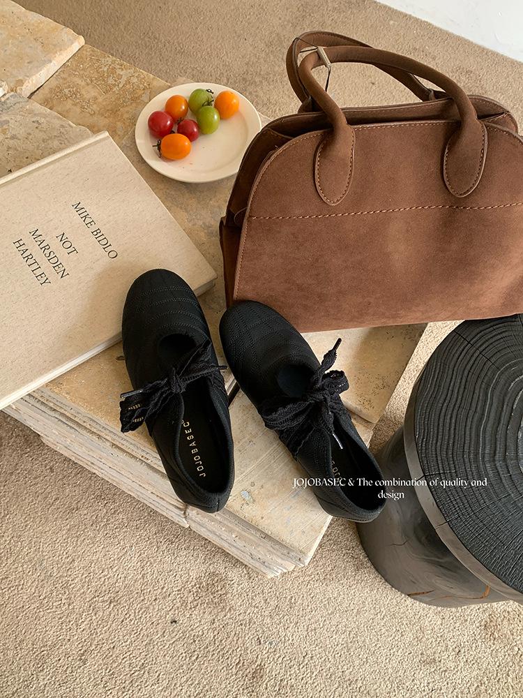 

Soft sole with skirt ballet Mary Jane 2025 autumn new French bow flat sole shoes evening shoes trend 39