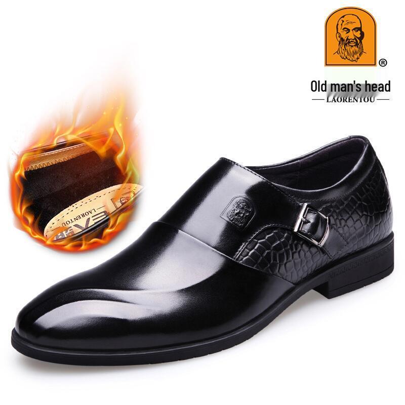 Men s Genuine Leather Slip-On Formal Shoes – Pointed Toe and Patent Finish 38