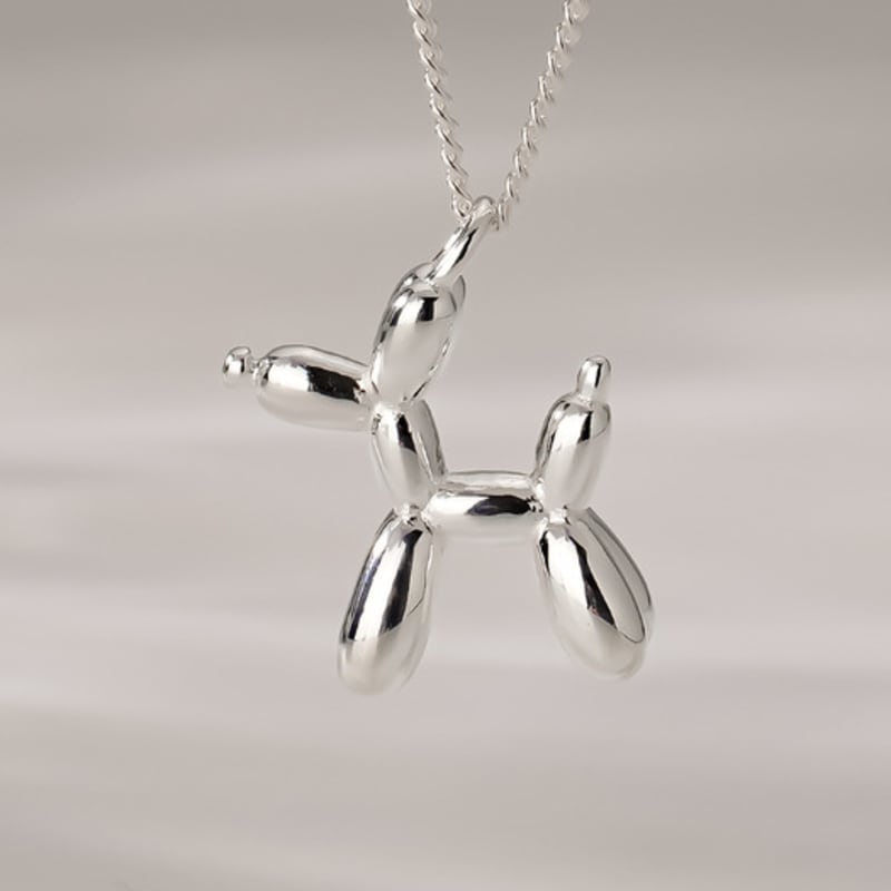 JEWNEL Silver925 Balloon Dog Poodle Balloon Pendant Chain Silver Necklace