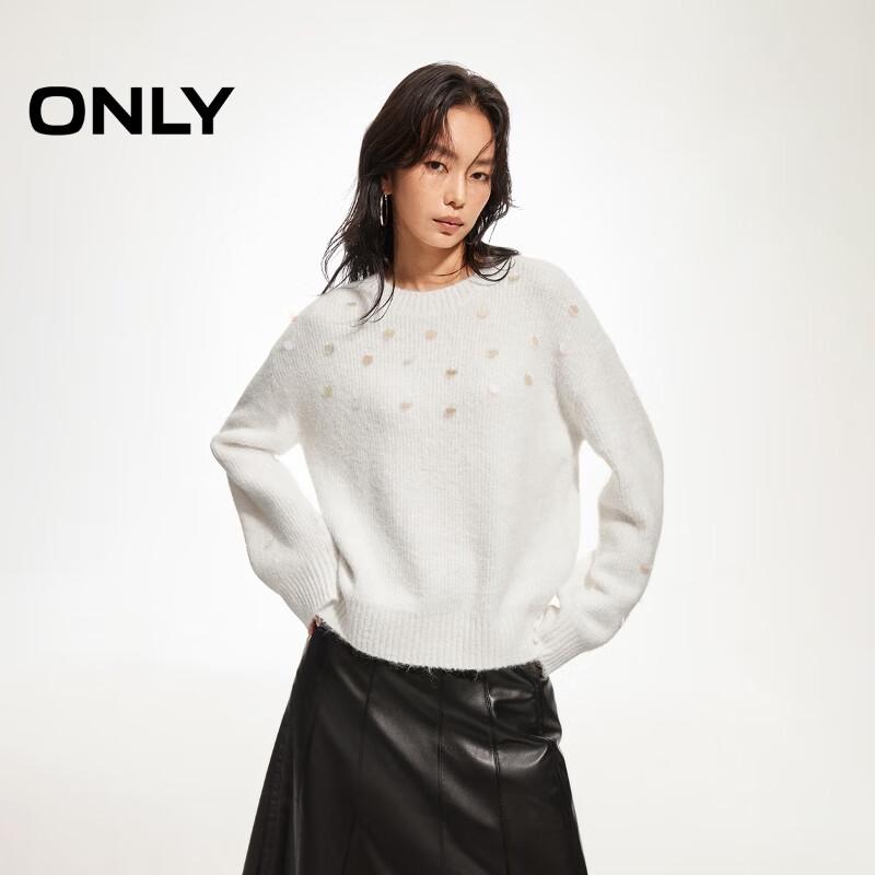ONLY Women s Relaxed Fit Wool Blend Round Neck Knit Sweater M 7730₽