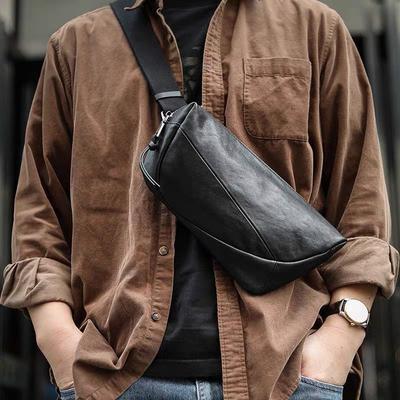 Borsa a tracolla da uomo in pelle bovina Borsa a tracolla monospalla di fascia alta e portatile Borsa da petto