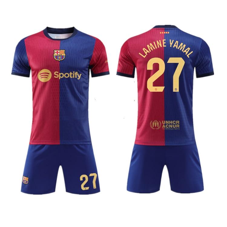 Kids Sportswear Yamal Soccer Jersey - Polyester, Red and Blue, Youth Football Kit, Breathable Quick-Dry Training Match Shirt