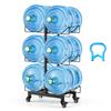 VEVOR Waterkan Houder, 3 Lagen Dubbele Rij 11 L en 19 L Waterfles Houder voor 6 Flessen, Robuuste Kan Rek Organizer met Wieltjes en Handvatten