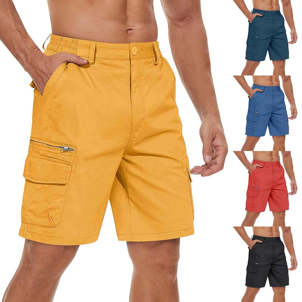 Men's Casual Color Outdoors Pocket Beach Work Trouser Cargo Shorts Pant
