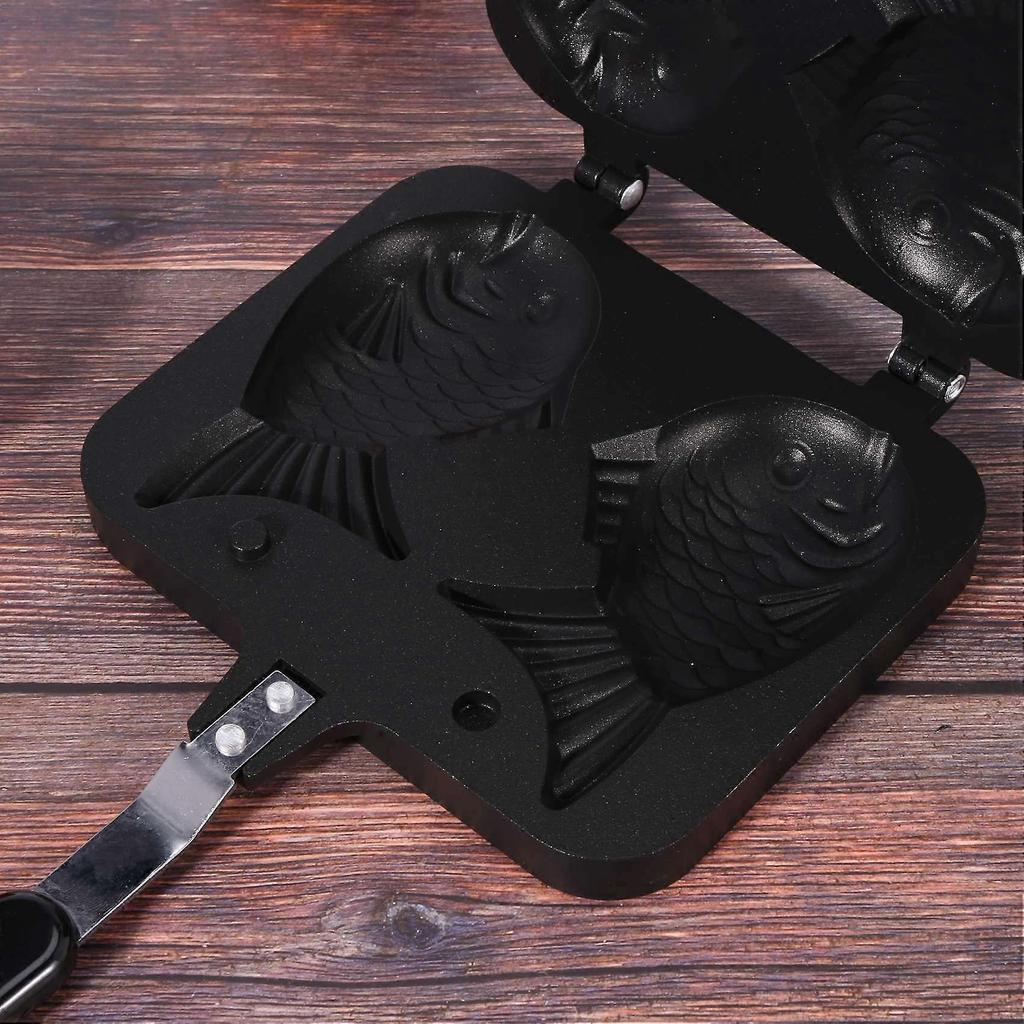 3X Taiyaki Double Fish Shaped Hot Dessert Waffle Cake Maker Pan Japanese Pancake Double Pan Fry Pan