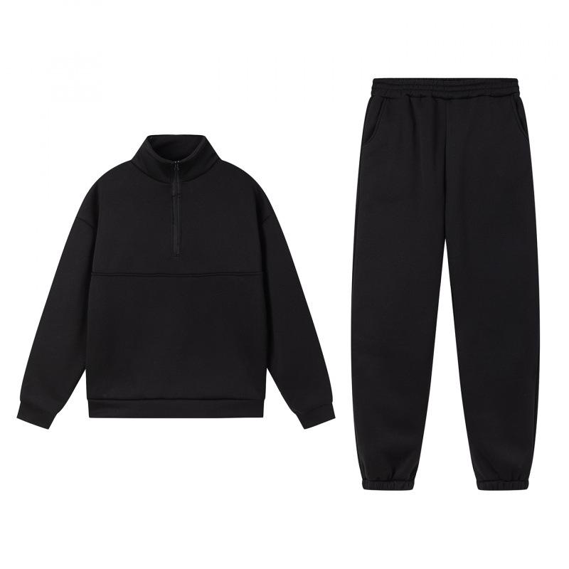 

2025 European Autumn/Winter Solid Color Zipper Lapel Two-Piece Set 2XL