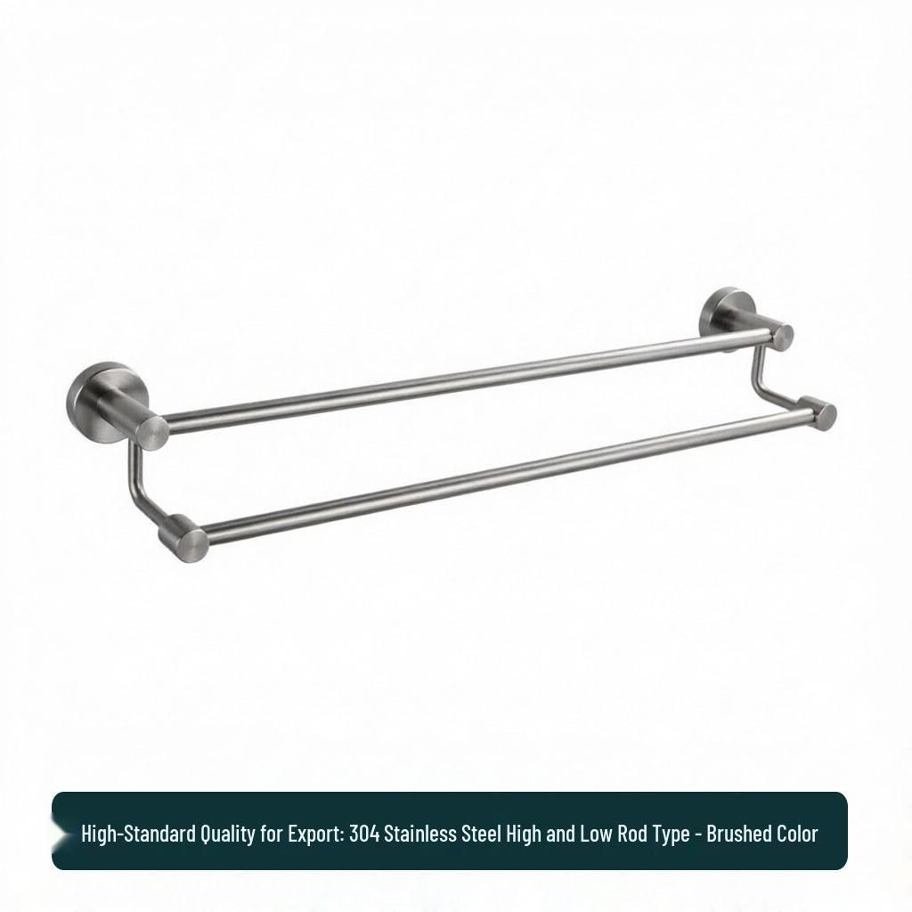 Stainless Steel Bathroom Towel Rack Set with Mirror Shelf & Nail-Free Installation