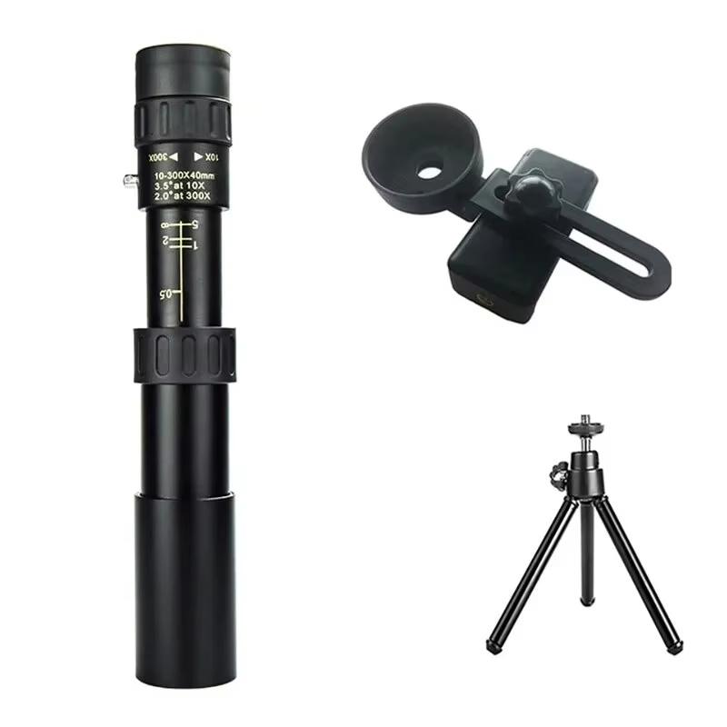 10-300x40 Zoom HD Telescope Portable Professional Monocular with Strong Long Range Low Night Vision Ideal for Hunting Outdoor