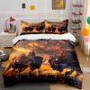 "Bison Sunset Art Decor Trio" Bedding Set with 1 Duvet Cover 2 Pillowcases Single Double King Queen, Gift