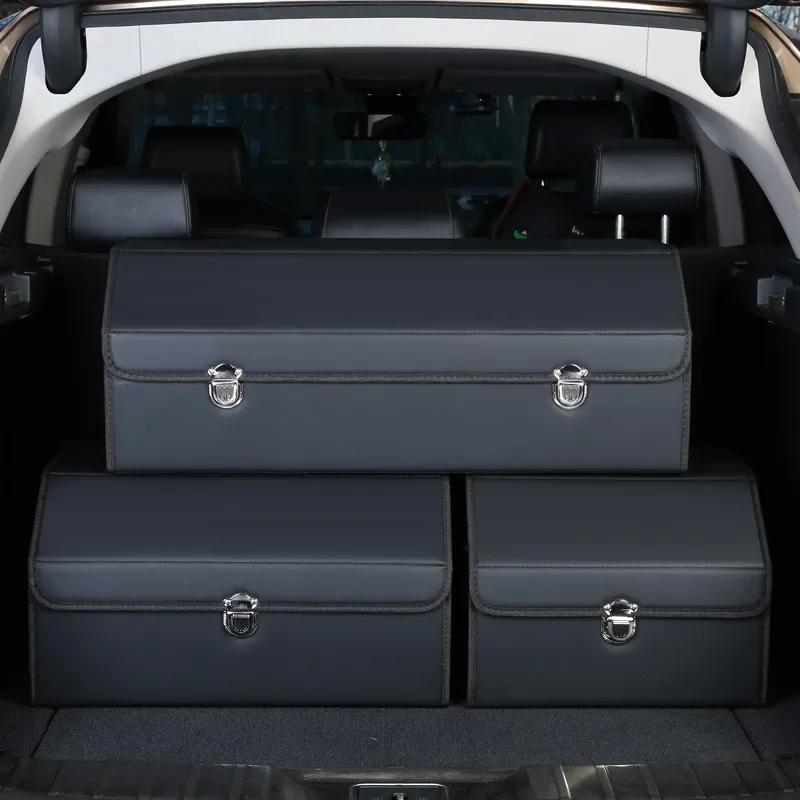Car Trunk Organizer Organizers And Storage Suv Faux Leather Foldable Trunk Multi-Compartment Adjustable Auto Grocery Storage Box