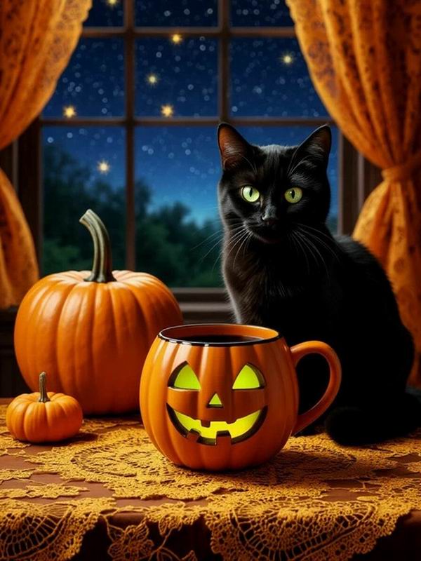 Diamond Painting New Collection Halloween Pumpkin Black Cat Diy Full Rhinestone Embroidery Animals Mosaic Cross Stitch Kits Wall Decor
