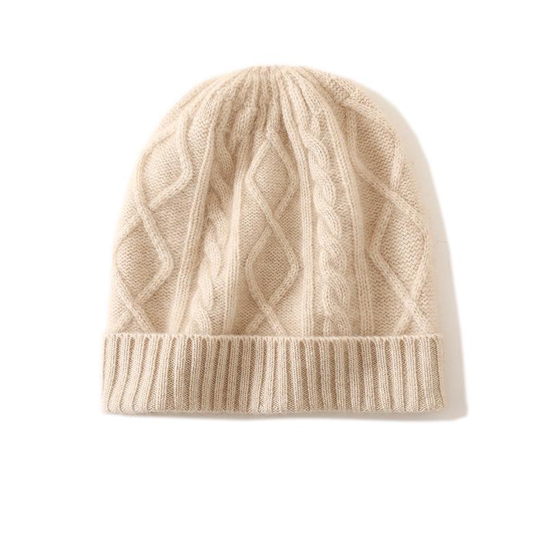 Women s Cashmere Diamond Cable Knit Hat - 2025 Autumn/Winter Fashion One Size