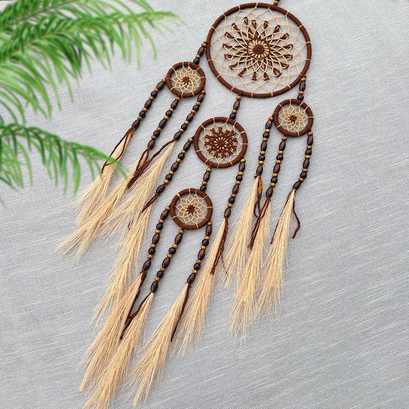 Bohemian Dream Catcher Hand-woven Pampas Grass Wind Chime Wall Hanging For Bedroom Birthday Festival Gifts Home Accessory Crafts