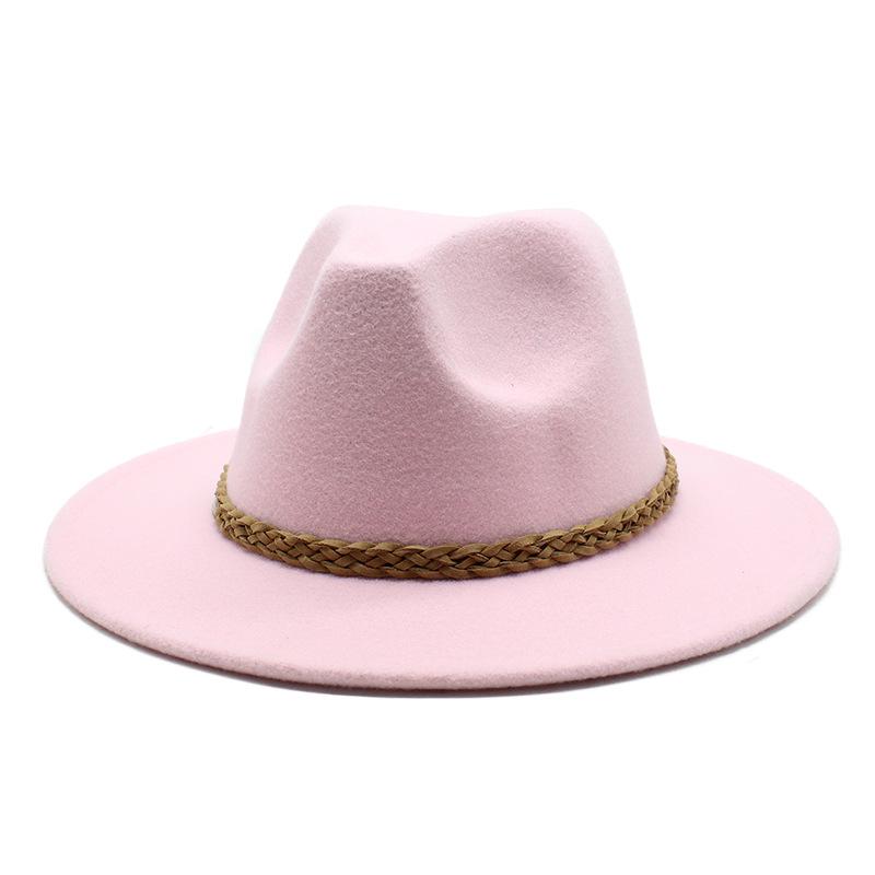 Woolen Jazz Hat Retro Classic Flat Hat Big Eaves Hat Top Hat Felt Hat