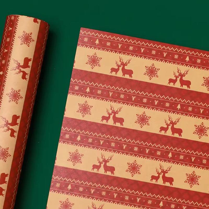 Large Retro Style Kraft Wrapping Paper for Christmas, Birthdays, and Meetings