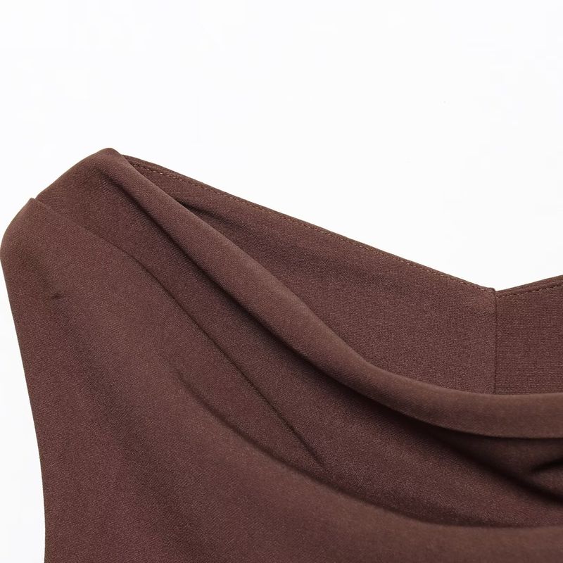 Kaslead New Arrival Women's Clothing Fashion Style Fashion Slim-Fitting Simple Pure Color Sleeveless Ruched Dress