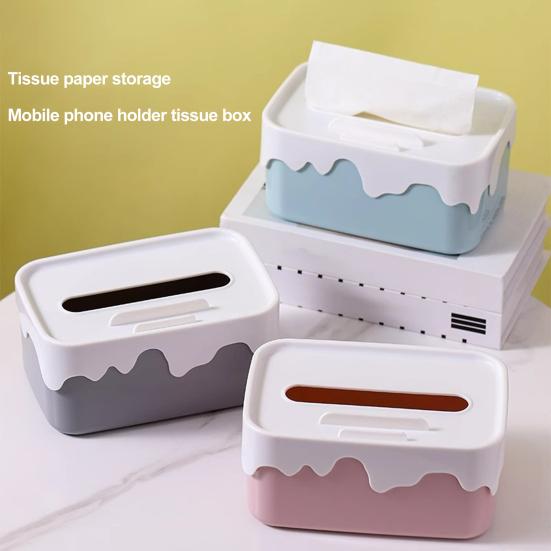 Rectangular Tissue Box Holder with Lid Large Capacity Universal Fit Tissue Container Car Napkin Holder Case