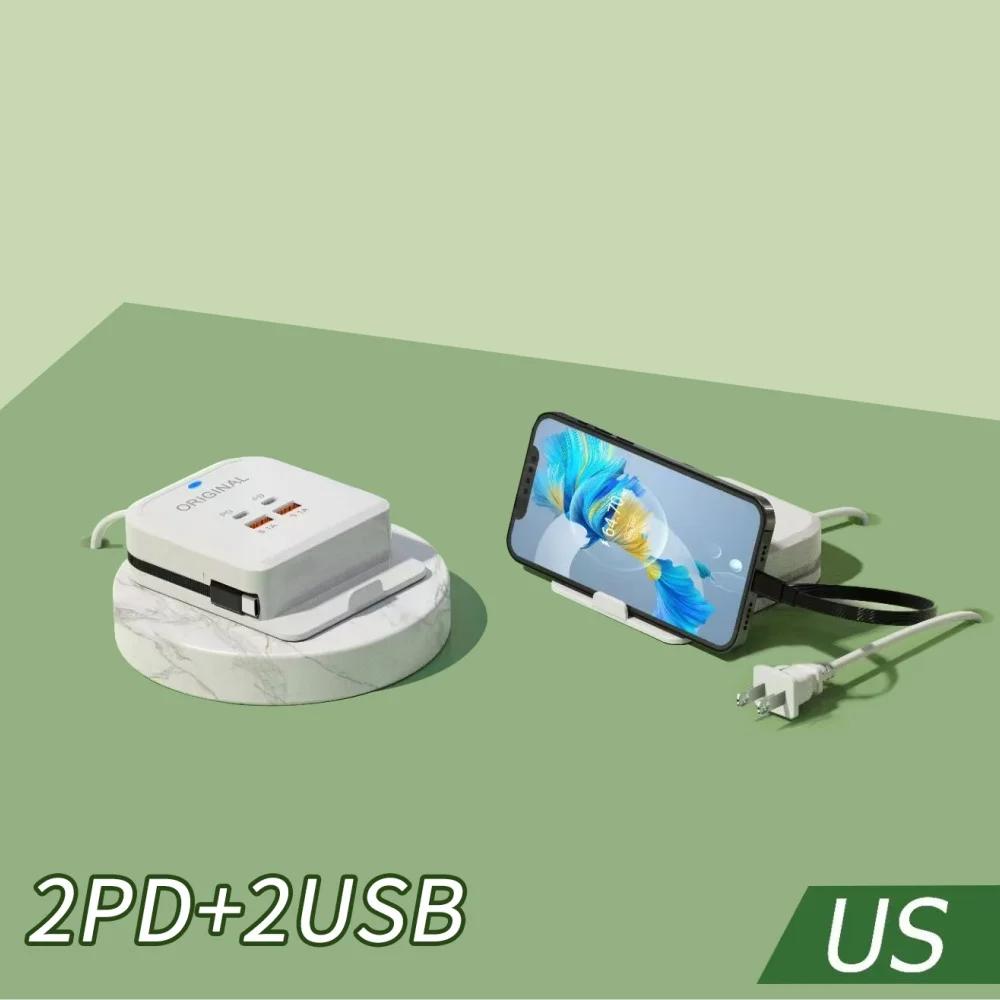 5.1A 4 Ports USB Type C Quick Charging Socket Multifunction USB Desktop Power Strip Holder For Phone Tablet Laptop EU/US/UK Plug