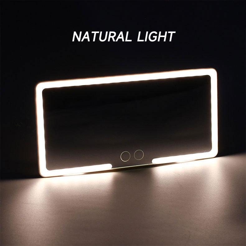 Miroir de Maquillage LED pour Voiture avec Double Commande Tactile Lumière d'Appoint & USB