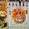 With Bow Halloween Wooden Pumpkin Door Hanger Harvest Maple Leaf Hanging Plaque  Autumn Harvest